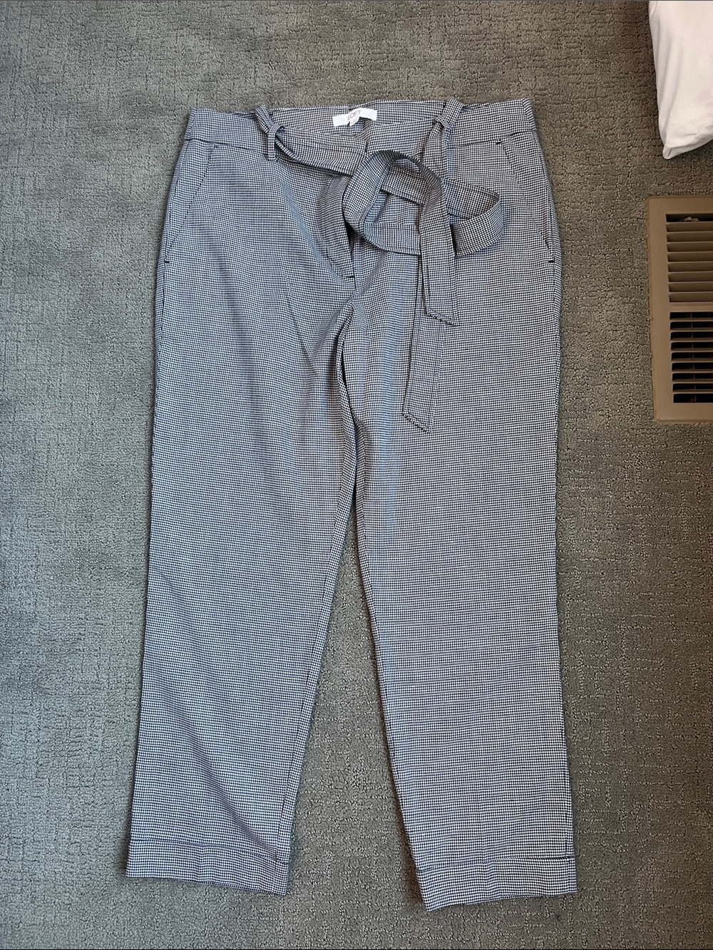 Loft Gray Check Drawstring Trousers w/Belt